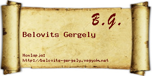 Belovits Gergely névjegykártya
